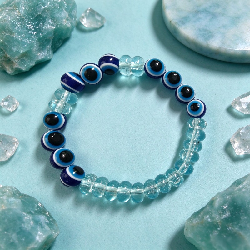 Deep Royal Blue and Icy Light Lake Blue Bead Bracelet